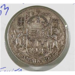 1943 CANADIAN KING GEORGE SILVER HALF DOLLAR