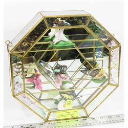 GLASS/BRASS MIRRORED BACK DISPLAY CASE