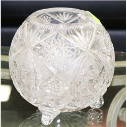 PINWHEEL FOOTED CRYSTAL CANDY DISH WITH SLIGHT