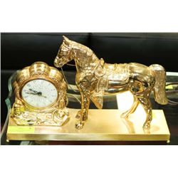 VINTAGE BRASS HORSE CLOCK, CLOCK NOT WORKING