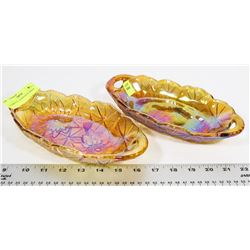 2 CARNIVAL GLASS OVAL DISHES