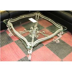 METAL AND GLASS COFFEE TABLE
