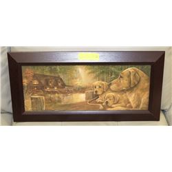 WOOD FRAMED GOLDEN RETRIEVER DOGS &