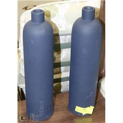 PAIR OF BLUE 18 KARAT 16" TALL VASES