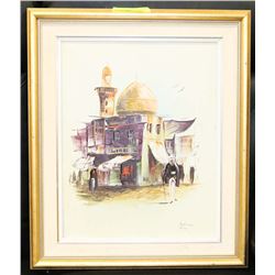 FRAMED SIGNED MATTED CANVAS PAINTING BY SAHARA