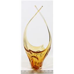 AMBER DECORATIVE ART GLASS CANDY DISH