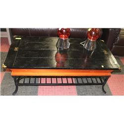 WOOD AND METAL COFFEE TABLE