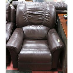 BROWN LEATHER 36" ROCKER/RECLINER -