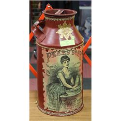 DECOUPAGE CREAM CAN SIGNED BY ARTIST DELORES