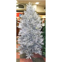7.5 FT SILVER CHRISTMAS TREE /W CHANGING LIGHTS,