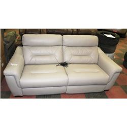 LIGHT GREY LEATHERETTE ELECTRIC RECLINING 82" SOFA