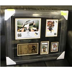 20"X24" FRAMED MARIO LEMIEUX 1985 OPC GEM 10 CARD