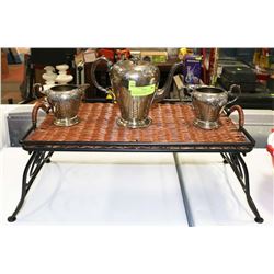 VINTAGE 3PC HAND ENGRAVE ELECTROPLATE  B.M