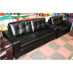 NEW BLACK LEATHERETTE 85" SOFA WITH 61" LOVESEAT