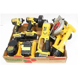 4 DEWALT 20V TOOLS AND 18V SAW WITH 6 BATTERIES