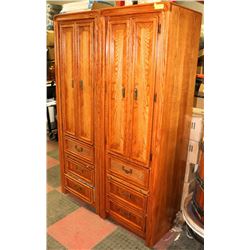 PAIR OF TALL 2 DOOR 2 DRAWER ARMOIRES