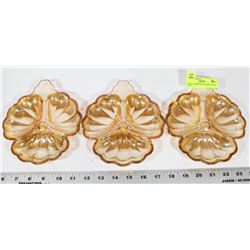 THREE DEPRESSION GLASS CANDY DISHES