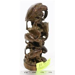 INTRICATELY CARVED WOODEN SCULPTURE OF MARINE LIFE