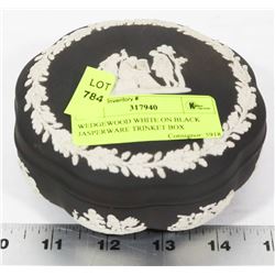 WEDGEWOOD WHITE ON BLACK JASPERWARE TRINKET BOX