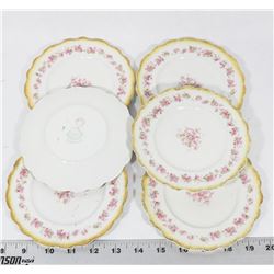 SET OF SIX W.H. GRINDLEY "BEAUTY" DESSERT PLATES