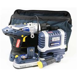 MASTERCRAFT BAG WITH DRILL, BATTERY AND CHARGERS