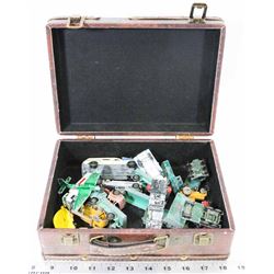 SMALL CASE WITH VINTAGE TOYS