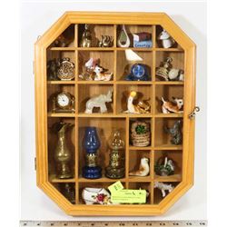 WOODEN/GLASS DISPLAY CASE WITH 29 VARIOUS