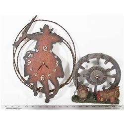 2 WESTERNED THEMED WALL CLOCKS