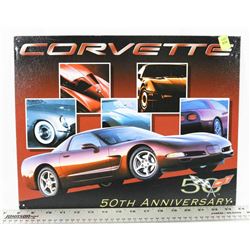METAL CORVETTE 50 ANNIVERSARY SIGN