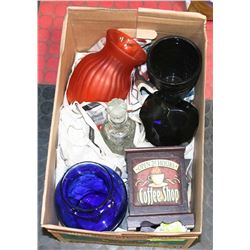 BOX W/CRYSTAL LIQUOR DECANTER, 3 GLASS