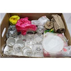 VINTAGE GLASS WITH GOLD TRIM DISH SET