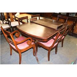 CLAWFOOT DININGROOM TABLE WITH 6 CHAIRS AND 1 LEAF