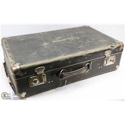 ANTIQUE CARDBOARD AND METAL SUITCASE