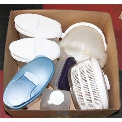 LARGE BOX W/RUBBERMAID TUPPERWARE