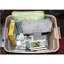 BIN CONTAINING Wii FITBOARD AND ASSORTMENT OF