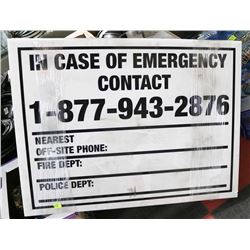 IN CASE OF EMERGENCY CONTACT SIGNS