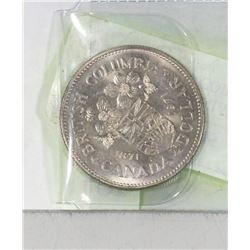 1867-1971 CENTENNIAL BRITISH COLUMBIA $1.00 COIN