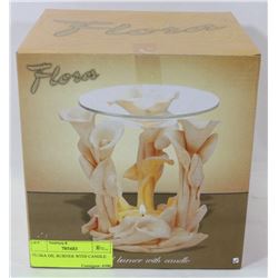 FLORA OIL BURNER WITH CANDLE