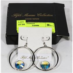 NEW FIFTH AVENUE HOOP AND SWAROVSKI EARRINGS