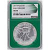 Image 1 : 2017 $1 American Silver Eagle Coin NGC MS70 Early Releases Green Core