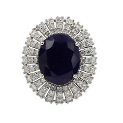 8.76 ctw Sapphire and Diamond Ring - 14KT White Gold