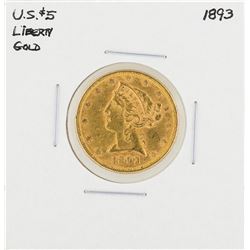 1893 $5 Liberty Head Half Eagle Gold Coin