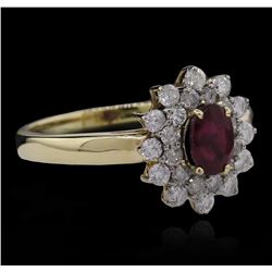 0.79 ctw Ruby and Diamond Ring - 14KT Yellow Gold