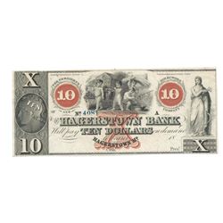 1800's $10 Hagerstown Bank, Hagerstown, MD Obsolete Bank Note