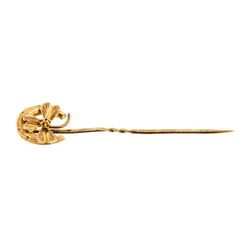 Horseshoe and Clover Stick Pin - 10KT Rose Gold