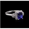 1.74 ctw Tanzanite and Diamond Ring - 14KT White Gold