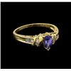 14KT Yellow Gold 0.62 ctw Tanzanite and Diamond Ring