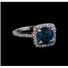 2.85 ctw London Blue Topaz and Diamond Ring - 14KT White Gold