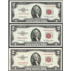 Lot of (3) 1953 $2 Legal Tender STAR Notes