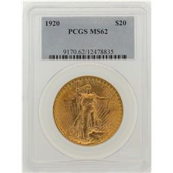 1920 $20 St. Gaudens Double Eagle Gold Coin PCGS MS62